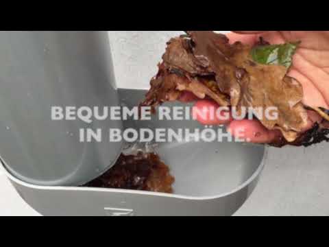 Das Video zeigt die einfache Installation und Funktion des SMILTER Laubschutzes, der effektiv Laub und Schmutz aus Dachrinnen fernhält und für ungehinderten Wasserabfluss sorgt.